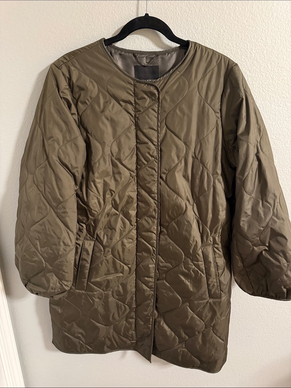 Banana Republic Olive Quilted Puffer Coat